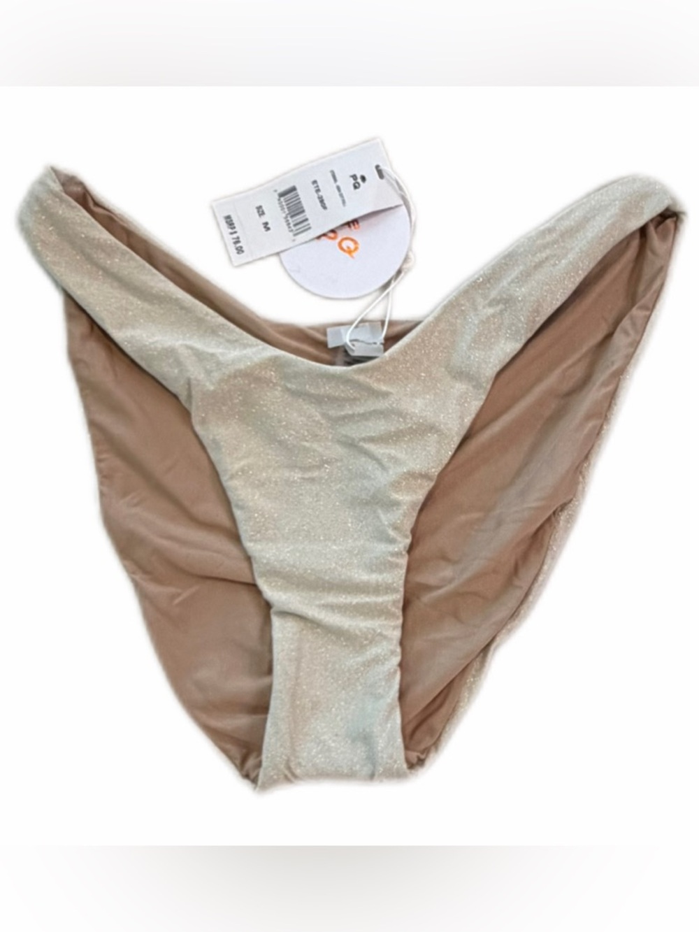 PQ Swim Eternal High Cut Full Bottom Shimmer Metallic Gold WomenSize Medium NWT